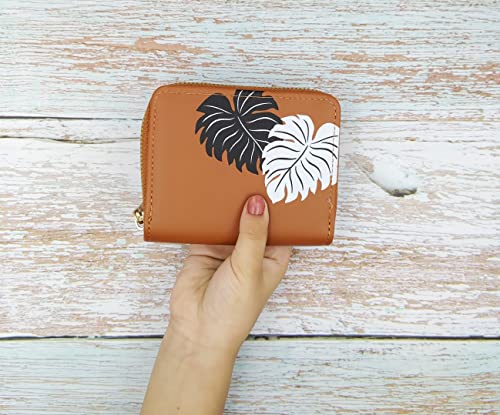 Image of Brown Mini Wallets for Women - Secure Credit Card Holder with Zipper