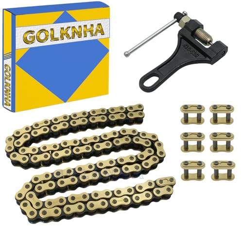GOLKNHA 428H Drive Chain 128 Link with 6pcs Connecting Master Link Compatible with Motorcycle ATV Dirt Bike Seamless Small Tub with Chain Breaker