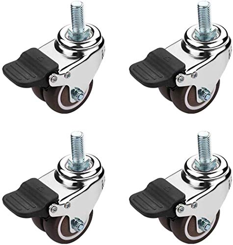 Roulettes pivotantes avec freins 2in en caoutchouc lot de 4 roues industrielles double rangée