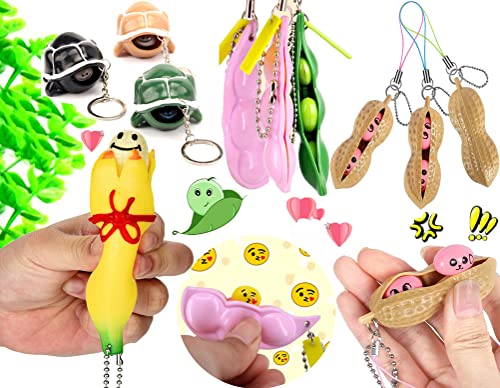 4 Pcs Novelty Squeeze Banana Squeeze-a-Beans Squeeze Chicken Stress Relief Party Gifts Anti-Anxiety Key Chain Fun Vent Fidget (B08JK8ZWDX)