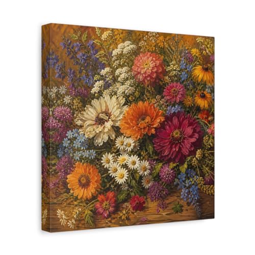 Tableau fleurs sauvages colorées 30x30 cm pour une console élégante