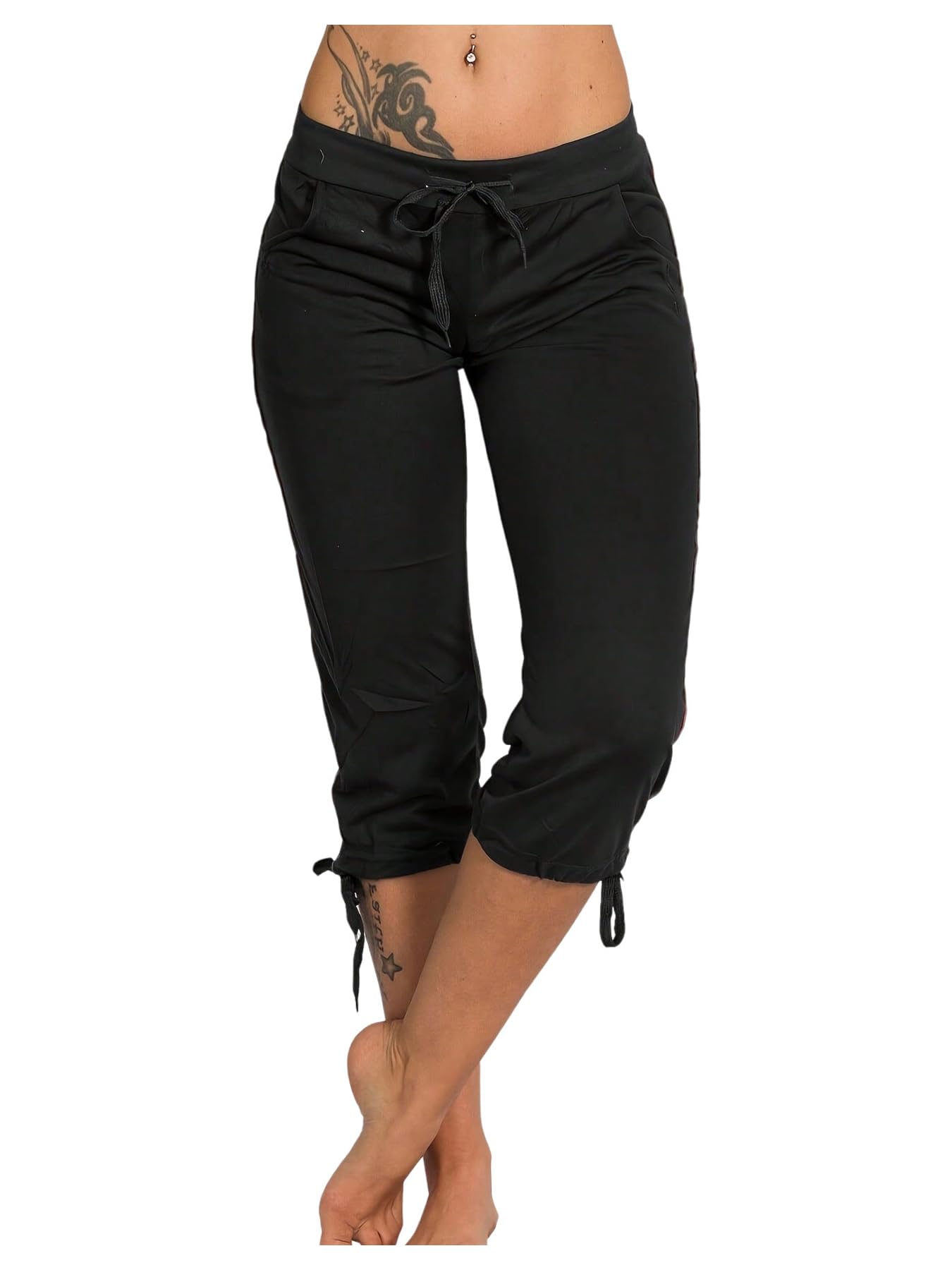 Milumia Women Hiking Capris Pants Low Rise Workout Cropped Pants with Pockets