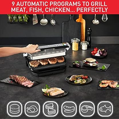 Tefal OptiGrill+ Plus XL-Grillfläche intelligenter Kontaktgrill + Tefal Rezeptbuch, 9 Grillprogramme, Ideale… – Bild 6