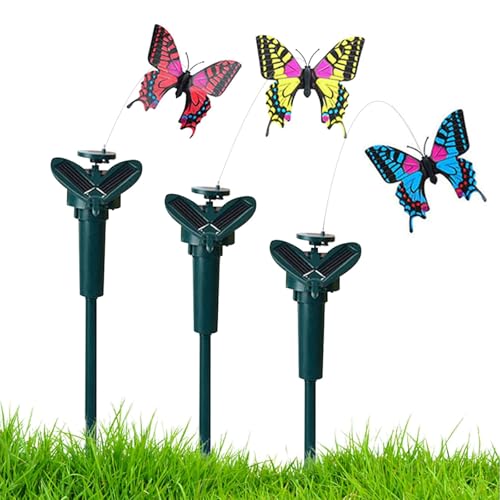 3 mariposas flotantes con energía solar, funciona con pilas, para jardín, patio, estaca, plantas, flores, patio, paisaje, decoración exterior