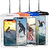 [4-Pack] Goospery Universal Waterproof Phone Pouch, Underwater Cellphone Dry Case Outdoor Beach Bag Compatible with iPhone 12 11 Pro Max Mini Xs XR X SE, Galaxy S21 S20 S10 Note20 up to 6.8'
