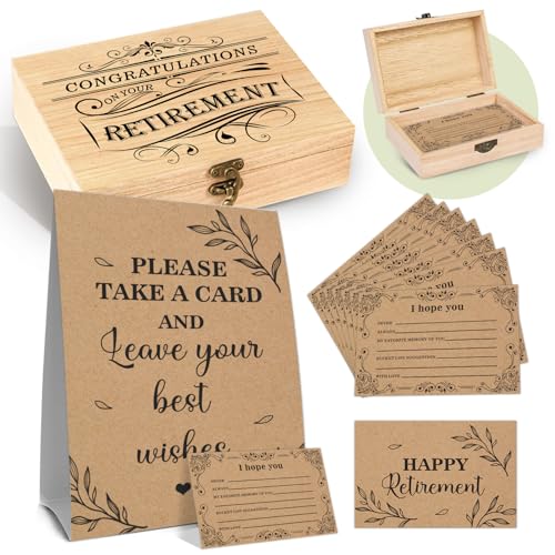 52 Pcs Happy Retirement Party Card Box, Happy Wishes Card Box, Wish and Advice Congratulations Guest...