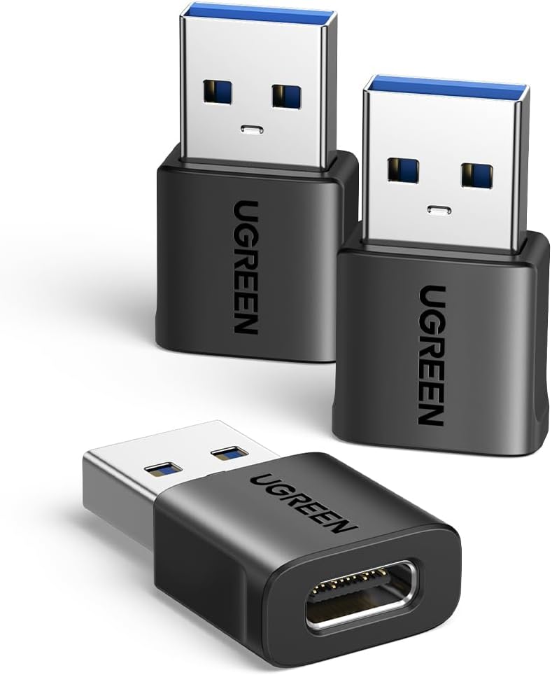 UGREEN USB C to USB Adapter 3Pack 10Gbps Type C to A Connector, C Female to A Male Adapter, TypeC Converter for iPad Pro Air, for iPhone 17 Series, for Galaxy S25 Ultra