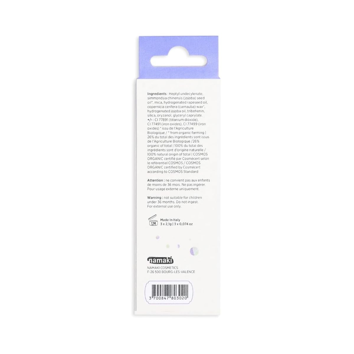 Kit de 3 Crayons de maquillage Enfants Pailletés Jumbo Bio – Violet, Argent, Vert - Certifié Cosmos Organic - Namaki