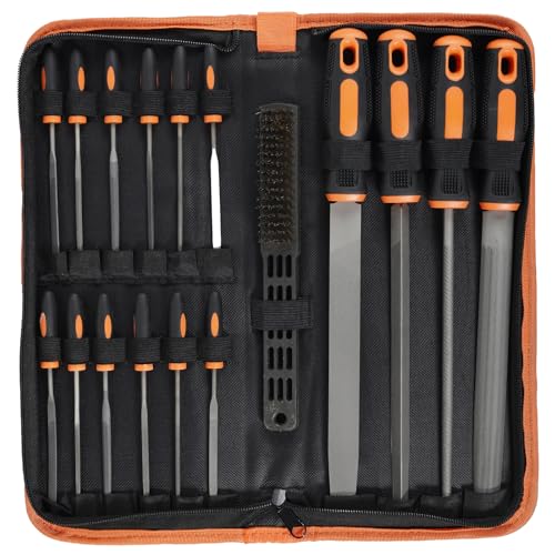 Image of 17Pcs Metal File Set High Carbon Steel File Set 12Inch Assorted File Kit Hand & Needle Files Professional Files Tools for Crafts Metal & Wood Work, All in a Large Zipper Storage Case