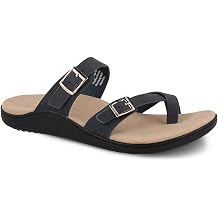 Gravity Defyer Womens GDEFY Yontal Leather Fashion Sandal - VersoShock Proven Performance Orthotic Slides