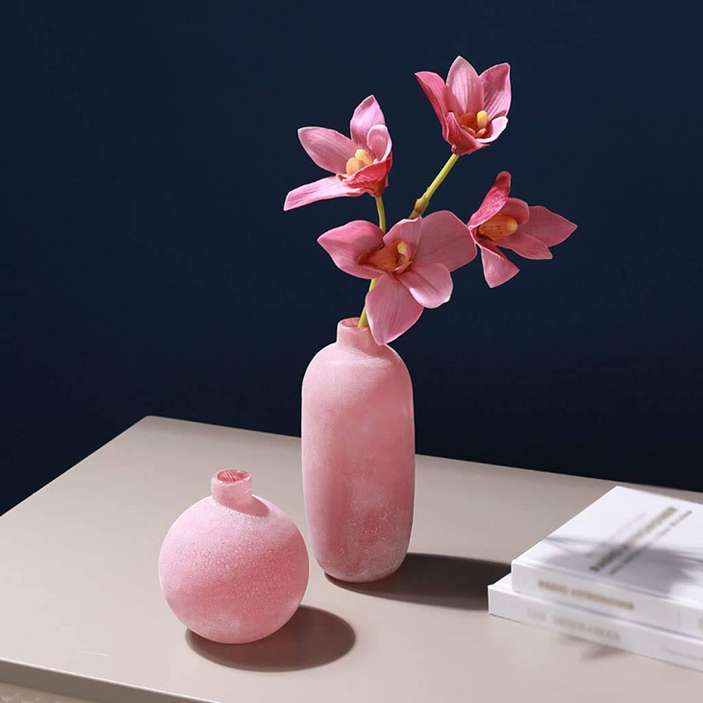 Amazon.co.jp: ショップジャグ花瓶花瓶小口径ピンクフロストガラス花瓶