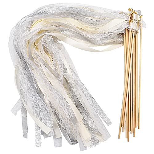 Jicyor Baguettes De Mariage Romantique, 20 Pièces Baguettes De Ruban d'Encouragement De Mariage pour Le Mariage Fête d'Anniversaire De Noël Activités De...