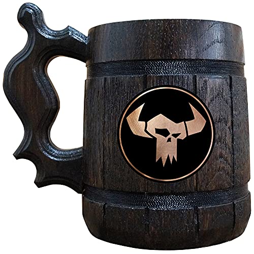 Orks Beer Mug, Warhammer Wooden Beer Stein, Gamer Gift, Personalized Beer Stein, Warhammer 40K Tankard, Custom Gift for Men, Gift for Him