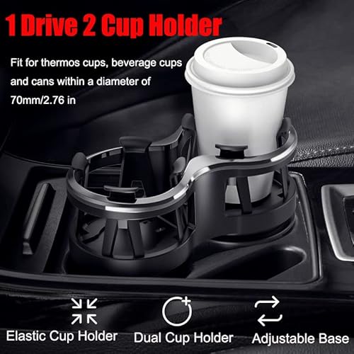 Lanyoshe Cup Holder Expander For Car, Dual Car Cup Holder Expander 2-In-1 With Expandable Base Fits Most 17Oz -20Oz Bottles Cups Drinks #TOP2