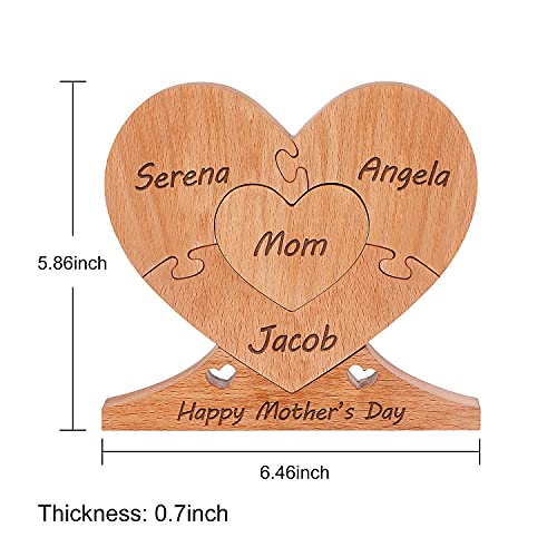 Custom Wooden Name Heart Puzzle, Personalized Art Text With 1-8 Family Name Heart Puzzle, Perfects Home Decoration Mother's Day Birthday Gifts For Mom #TOP4
