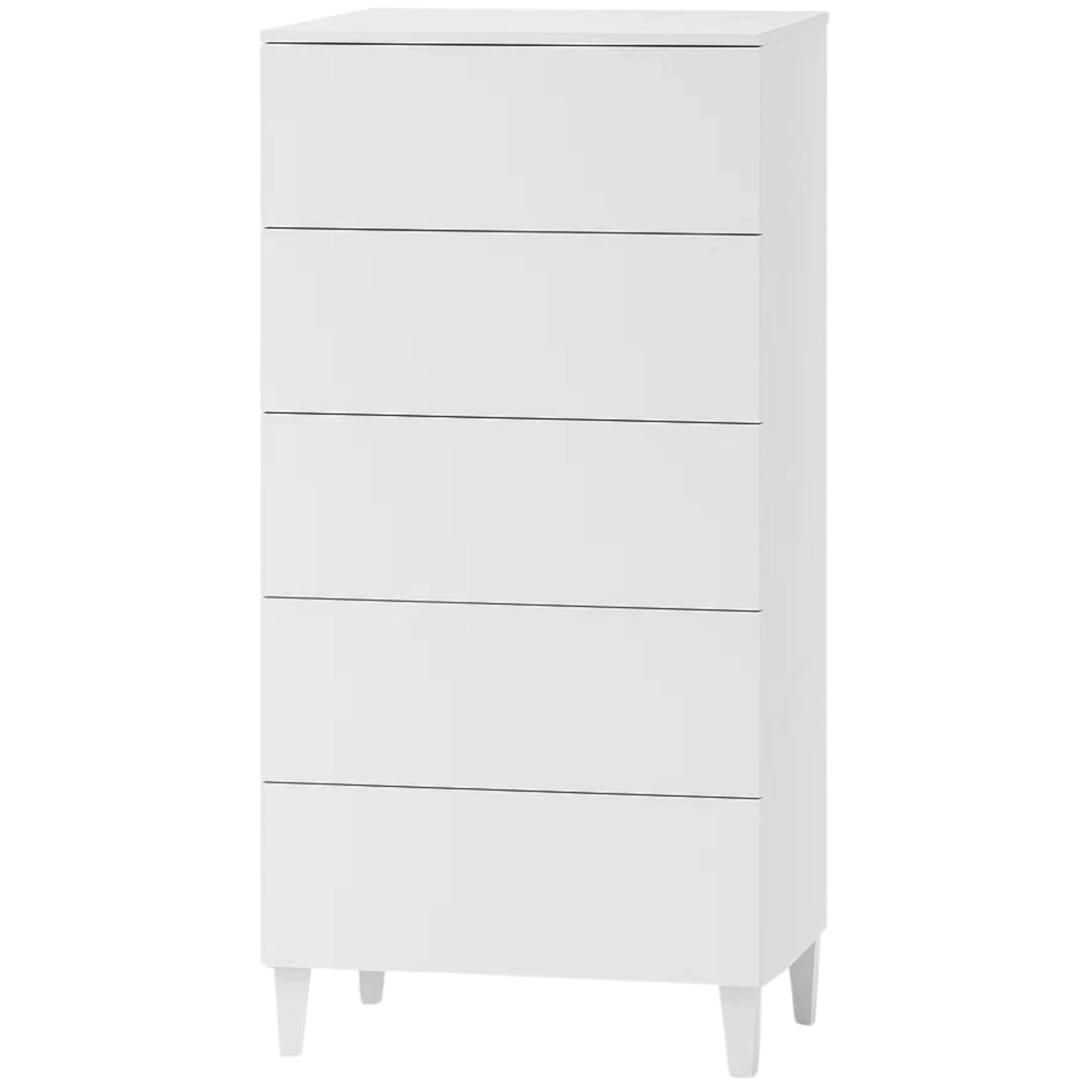 Habitdesign Cómoda 5 Cajones, 117x61x40 (AltoxAnchoxFondo-en cm), Sinfonier Dormitorio Color Blanco Brillo, Modelo Loft