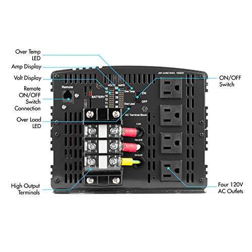 Wagan El3748 12V 10000 Watt Power Inverter With Remote Control, 20000 Watt Surge Peak, Proline 12 Volt Power Converter For Home Rv Camping Van Life Off Grid #TOP1