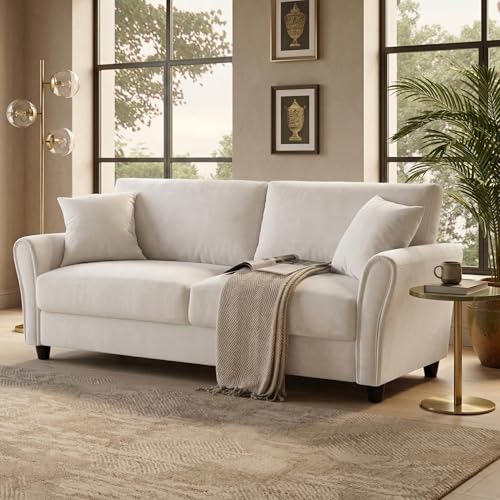 Image of 3 Seater Lceola Premium Fabric Sofa |Stylish And Comfortable Living Room Furniture| Heavy Quality Sofa And Builtin| Throne Of Comfort, White