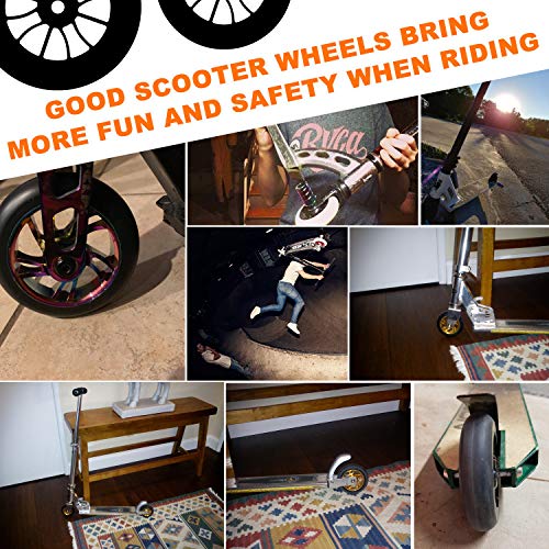 100Mm Scooter Wheels - Pro Scooter Wheels 100Mm Pair - Neo Oil Slick 100Mm Metal Scooter Wheels Replacement - Pro Scooter Wheels 100Mm - Bearings Installed - Scooter Wheels For Kids #TOP4