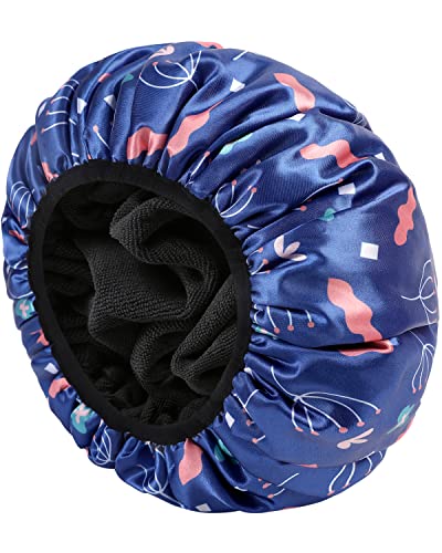 E ENASUE Wiederverwendbare 3-lagige Duschhaube - Extra-große Wasserdichte Kappe für Alle Arten Von Langem Haar, Verstellbar, Ideal für Mädchen Beim Schminken (Blau) E ENASUE Wiederverwendbare 3-lagige Duschhaube - Extra-große Wasserdichte Kappe für Alle Arten Von Langem Haar, Verstellbar, Ideal für Mädchen Beim Schminken (Blau)