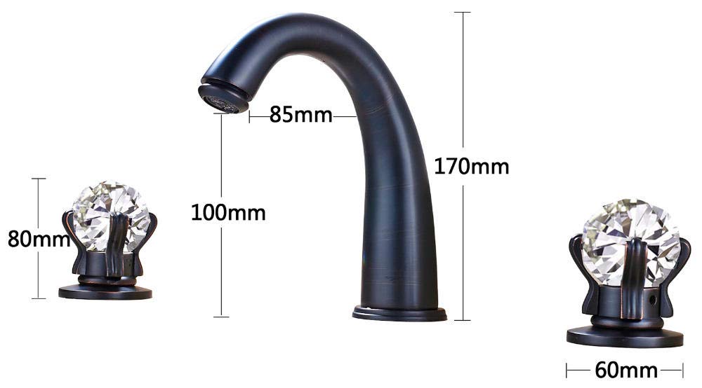 Style Waterfall Bout + Two Crystal Handle Rubinetto Miscelatore Lavabo Miscelatore finitura bronzo bronzo