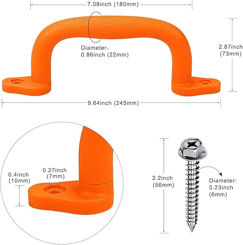 Miniatura 6 de SELEWARE Manijas de seguridad naranjas para patio de juegos, mango de plástico antideslizante para parque infantil, asas duraderas para interiores y