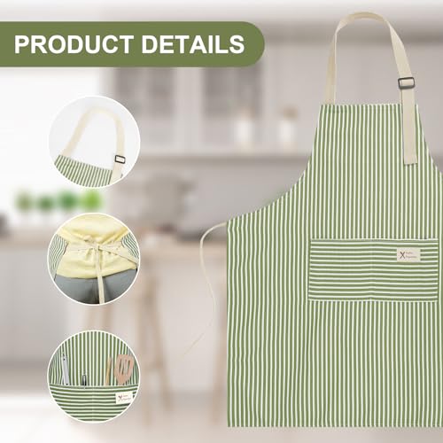 Vicloon Küchenschürze,2 Stück verstellbare Schürze mit 2 Taschen,Maschinenwaschbar, farbecht Schürze für Männer Damen Küche Restaurant Café-Grün/Blau