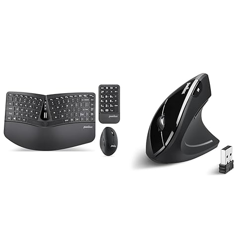 Perixx PERIDUO-606A 3-in-1 Wireless Compact Ergonomic Keyboard, Vertical Mouse &