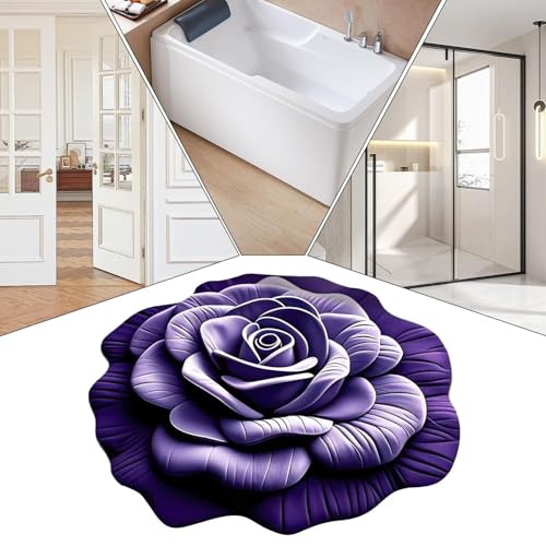 Tapete de baño absorbente floral 3D lavable para entrada y pasillo 5