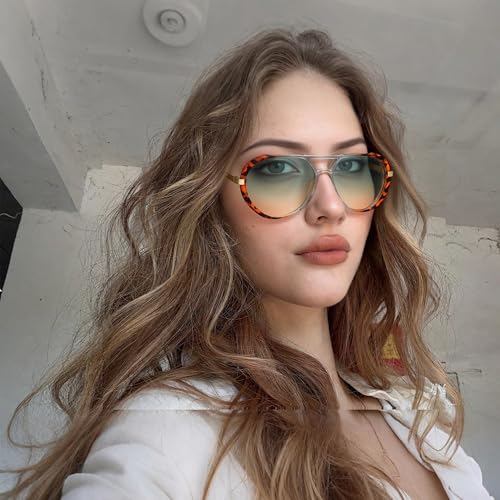 IGnaef Retro Round Aviator Sunglasses for Women Men - No Tangle Oversized Shades UV400 Protection IF61523