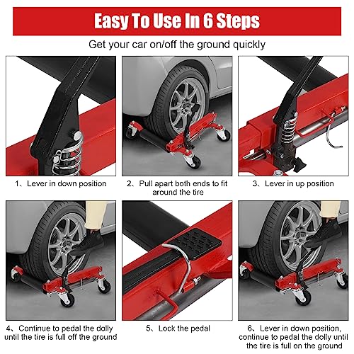Pioneerworks YCQ-111 Car Wheel Dolly - Heavy Duty, 1500 Lbs Capacity, Hydraulic Tire Jack thumb #3