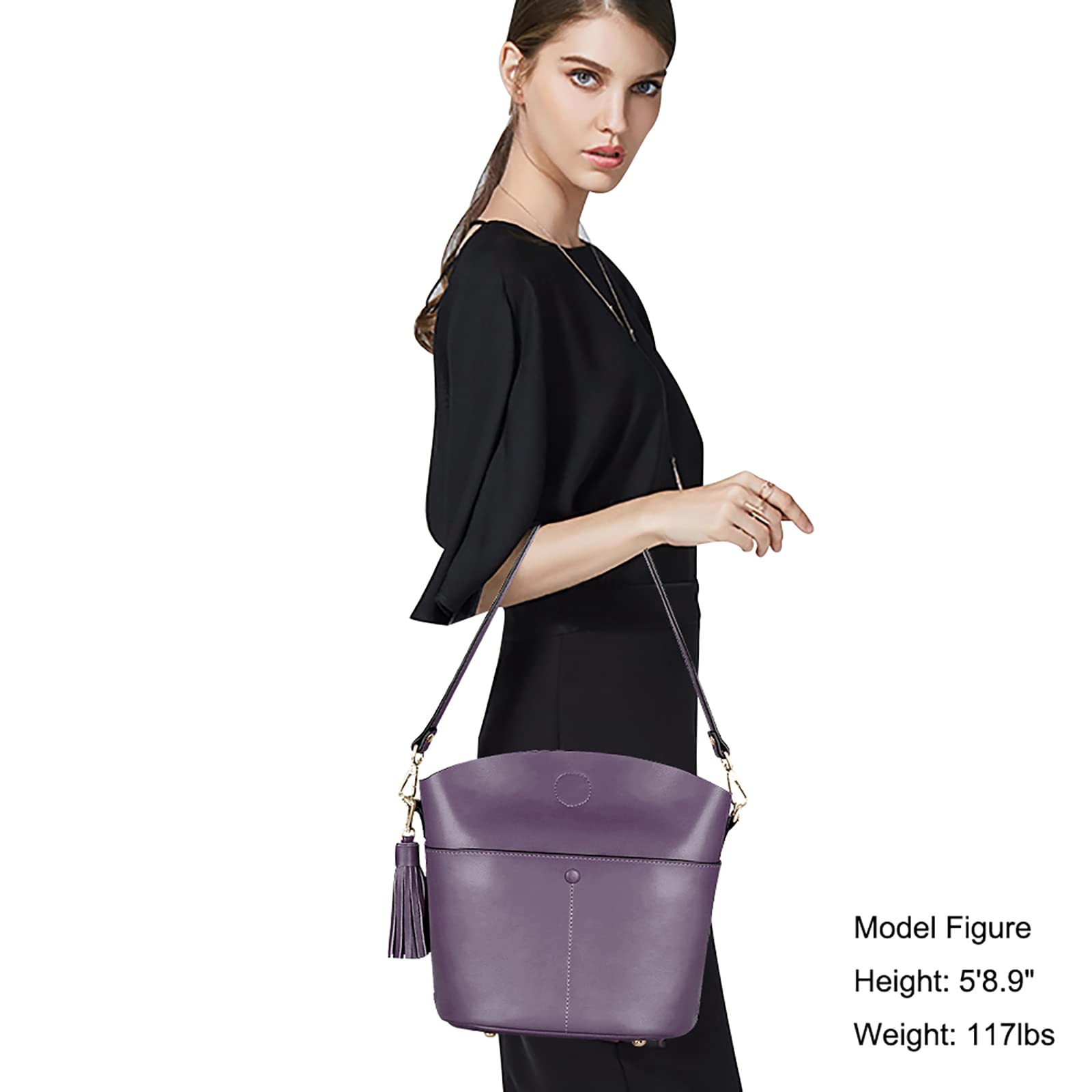 S-ZONE Women Cowhide Genuine Leather Small Crossbody Bag Shoulder Purse Handbag