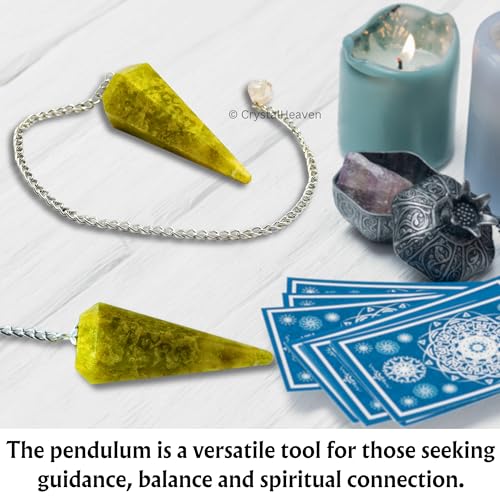 Image of Green Opal Pendulum Dowsing Tool - Natural Crystal Pendulum for Spiritual Guidance - Premium Dowser Pendulum for Accurate Divination and Energy Healing - Perfect for Energy Healing and Chakra Balancing - Handcrafted with Precision and Elegance