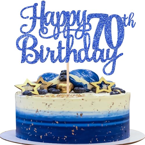 1 PCS Happy 70th Birthday Cake Topper Glitter Cheers to 70 Years Birthday Cake Pick Seventy 70 Fabulous Cake Decoration for Happy 70th Birthday Anniversary Party Decorations Supplies