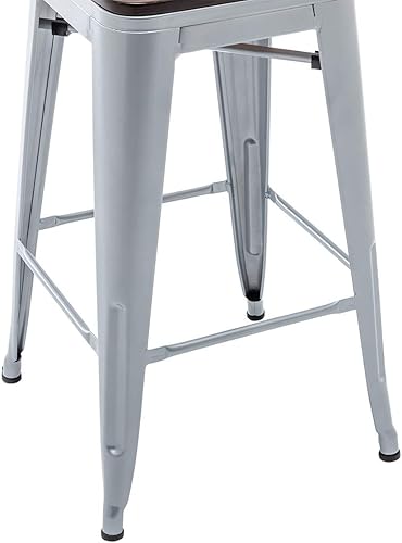 Miniatura 7 de Alunaune Juego de 4 taburetes de bar de metal de 26 pulgadas con altura de mostrador industrial, sin espalda, para cocina, patio, taburetes de bar