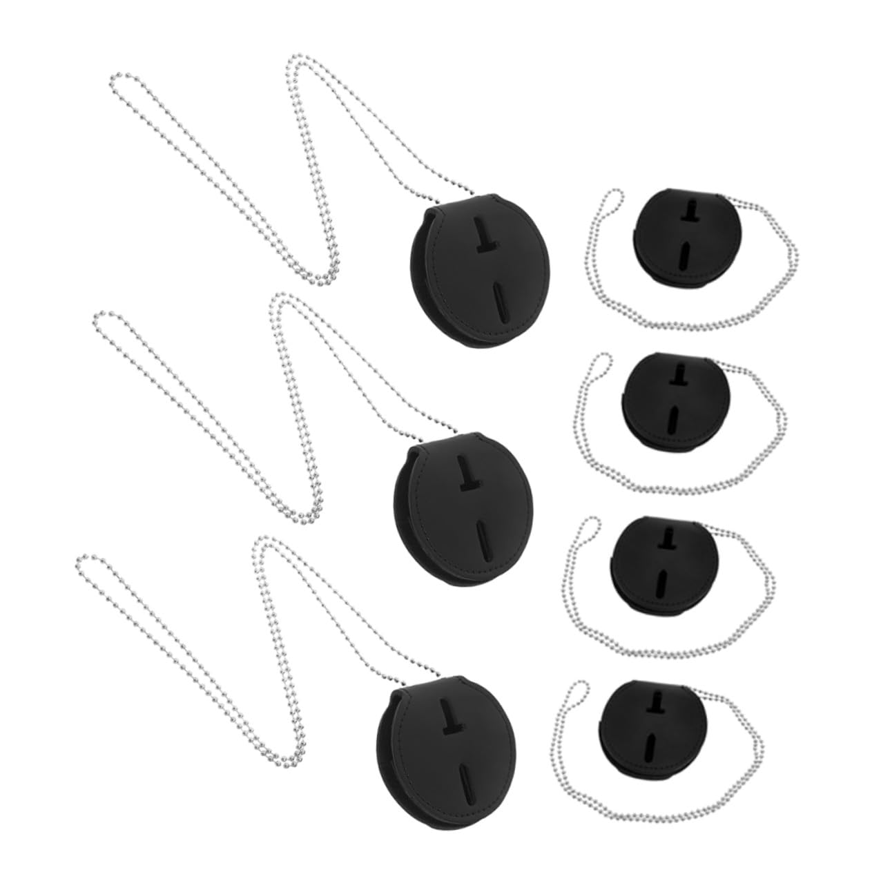 Porte-badge Circulaire Noir 7 Pièces en Pu avec Clip Métallique