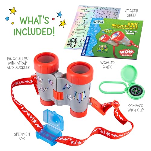 Wow in The World Kids’ Binoculars & Nature Explorer KIT | Look Far, Nature Scavenger Hunt, Specimen Box, Companion Audio Content, Bonus Reusable Science Tool, STEM Toy for Kids 4+ by Thames & Kosmos