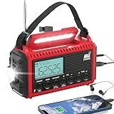 Emergency Crank Radio, 5000 NOAA Solar Hand Crank Weather Radio, 5-Way Powered AM/FM/Shortwave Portable Auto Alert Raido with Phone Charger, Flashlight, Reading Lamp&SOS for Outdoor Survival Kit Home