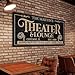 AWESOMETIK Personalized MODERN Theater Sign Canvas Wall Decor with Custom Family Name Vintage, Custom Movie Theater Room, Entertainment Hall Living Room Lounge