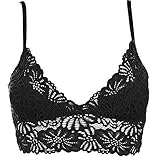 Fashion Floral Lace Bralette Bras Removable Pads Elastic Band Bustier Top Sheer Wireless
