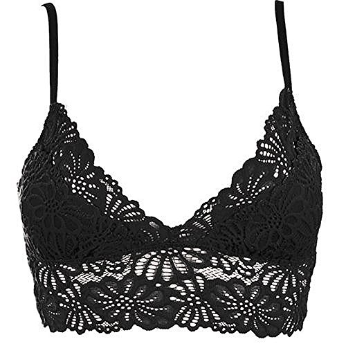 Floral Lace Bralette Bras Removable Pads Elastic Band Bustier Top Wireless