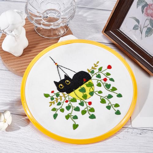 Image of OLYCRAFT Metal Embroidery Hoop 8.7x8.7x0.9 Inch Yellow Spring Tension Frame with Plastic Hoop Ring Large Metal Embroidery Hoops Cross Stitch Hoops Embroidered Frame for Embroidered Cross Stitch