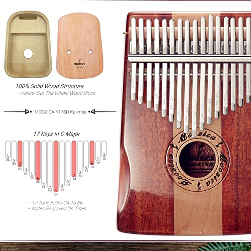 image for Moozica 17 Keys Kalimba Marimba, Professional Thumb Piano Sanza Mbira 