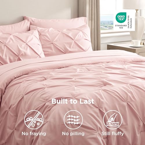 Bedsure California King Comforter Set Pink - Bed in a Bag Cal King Bedding Set 7 PCS, GentleSoft™ Bed Set Gift for Family, All Season Down Alternative Comforter with Sheets, Pillowcases & Shams by Bedsure - Image 8