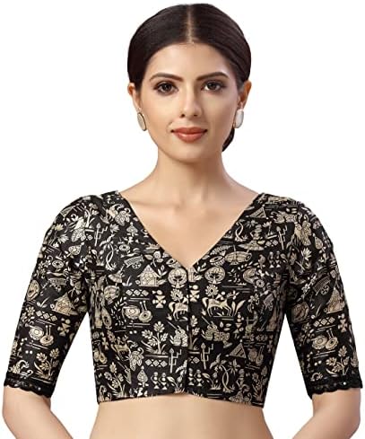 Studio Shringaar WarliArt Women's Polyester Elbow Sleeve Sari Blouse