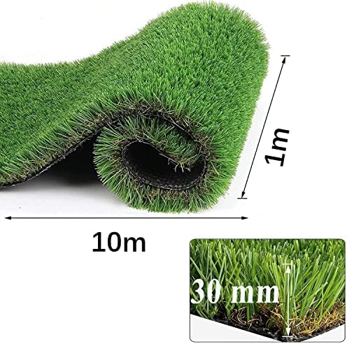 Artificial Grass Cheap Astroturf Lawn Mat 10m x 1m High Density Fake Grass Realistic Looking Artificial Grass Roll 30mm Thick Fake Grass Rug Outdoor Carpet for Patio Garden Balcony School