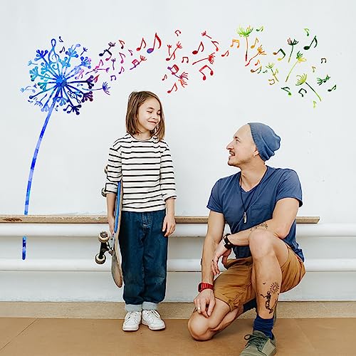 SUPERDANT Music Notes Wall Stickers Dandelion Wall Decals Watercolor Flowers Vinyl Art Peel and Stick for Bedroom Living Room Music Lover's Home Decoration - Image 3