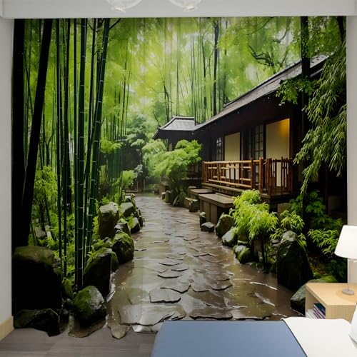 U-SITU カーテン 片開き 風景カーテン 遮光 断熱 防寒 UVカット インテリア 引違い窓 腰高窓 室内飾り 開放感 並木 林間通り 桜 日本の風景 自然景色 おしゃれ 目隠し 雰囲気転換(サイズ:幅200 x 丈200cm x 1枚)CL3807S