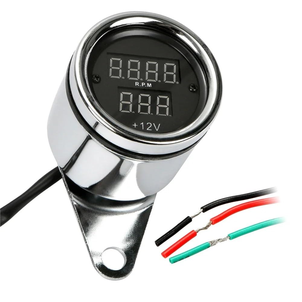 Contachilometri Gruppo Strumenti 1pc Moto LED Contagiri Voltmetro Digitale Contagiri Calibro 12V Moto In Metallo Contachilometri Tachimetro Accessori Universali