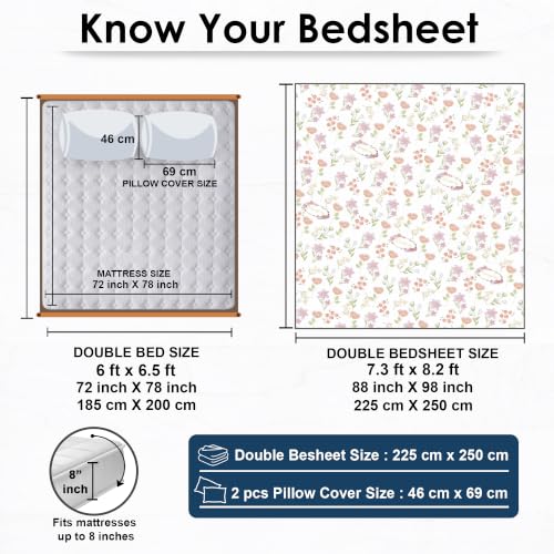 Image of Dew Cotton Bedsheet for Double Bed 160 TC 250 x 225 CM, Beige